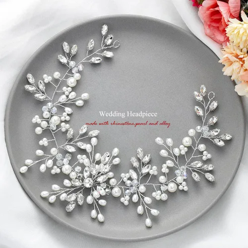 Vista 8 de Asooll Tocado nupcial de plata accesorios para el cabello de boda Rhinestone piezas para el cabello para mujeres