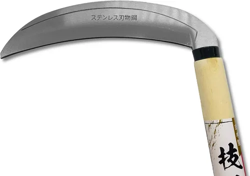 Vista 6 de KAKURI Herramienta de jardín de hoz de hierba 7.6", hoz de deshierbe de Kama estilo japonés, hoja de acero inoxidable