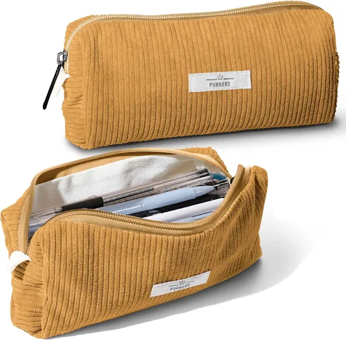 Vista 16 de Bolsa para Lápices Estuche para Bolígrafos, Organizador Pequeño de Pana Suave para Lápices con Cremallera, Lindo Estuche para Lápices Artículos
