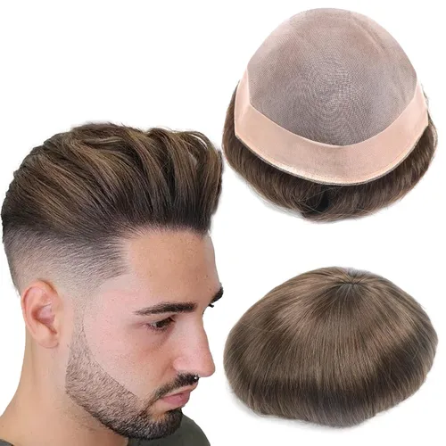 Vista 18 de Toupee - Sistema de reemplazo de cabello para hombres, cabello humano real, 5 x 7 pulgadas, base de encaje mono, extensión duradera para hombre