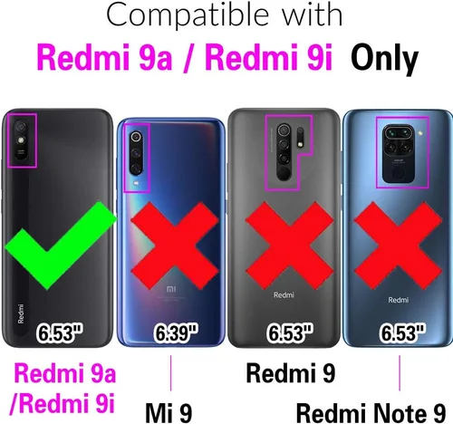 Vista 2 de Asuwish Funda compatible con Xiaomi Redmi 9A Redme 9i y protector de pantalla de vidrio templado, soporte de anillo, soporte magnético, accesorios