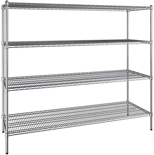 Vista 82 de Kit de 4 estantes de epoxi verde NSF de 21 x 72 pulgadas con postes de 86 pulgadas, estantería de almacenamiento resistente, kit de estantería