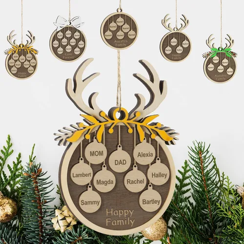 Vista 56 de Adornos de Navidad personalizados familiares de 1, 2, 3, 4, 5, 6, 7, 8, 9, 10, adornos de madera personalizados, decoraciones de Navidad, regalos