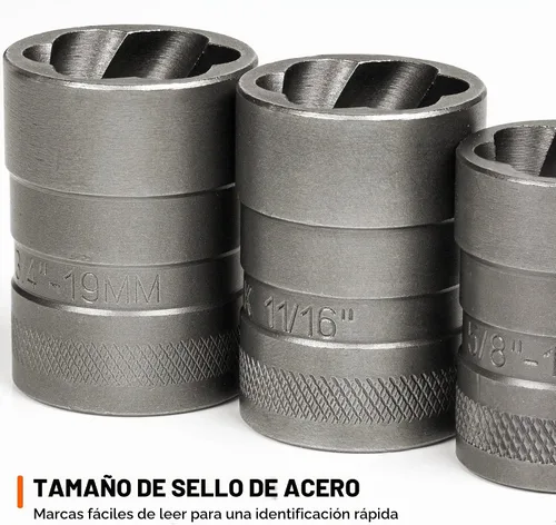 Vista 3 de Kit de extractor de pernos de 32 piezas, juego de extractor de pernos de impacto y tuercas de 1/4" y 3/8" for Damaged, Rusted, Rounded-Off
