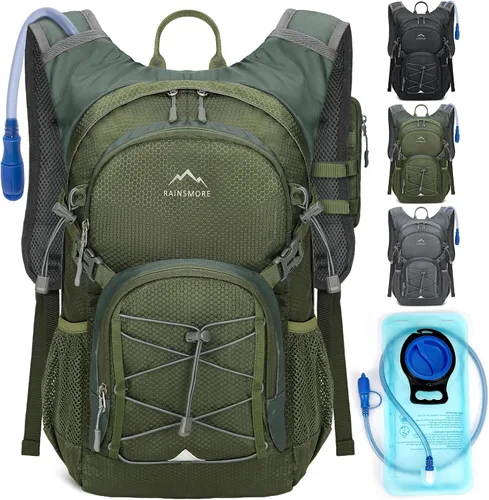 Vista 12 de Mochila de hidratación con bolsa de agua, mochila ligera de senderismo de 18 litros para mujeres y hombres, pequeña bolsa de agua de hidratación