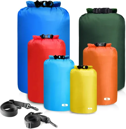 Vista 12 de 6 bolsas secas impermeables, bolsas secas ligeras para kayak, impermeables, bolsa impermeable al aire libre para kayak, senderismo, canotaje