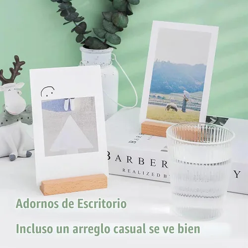 Vista 5 de 6 soportes de madera para tarjetas de lugar, soportes de madera para números de mesa, soportes de madera para letreros acrílicos, bodas, ceremonias