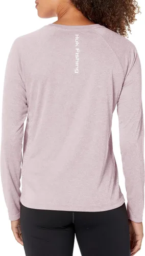 Vista 2 de HUK Camiseta de rendimiento para mujer Pursuit Heather Crew Sleeve