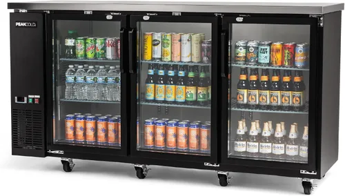 Vista 20 de PEAKCOLD - Enfriador comercial de barra trasera de 36 pulgadas, 1 puerta, puerta de cristal, color negro