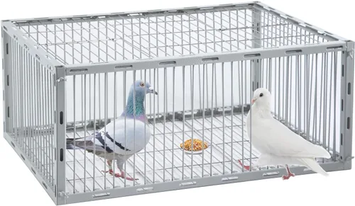Vista 11 de Trampa para palomas con diseño a prueba de fugas, trampa para pájaros con entrada unidireccional, jaula para pollos y aves para palomas, portátil