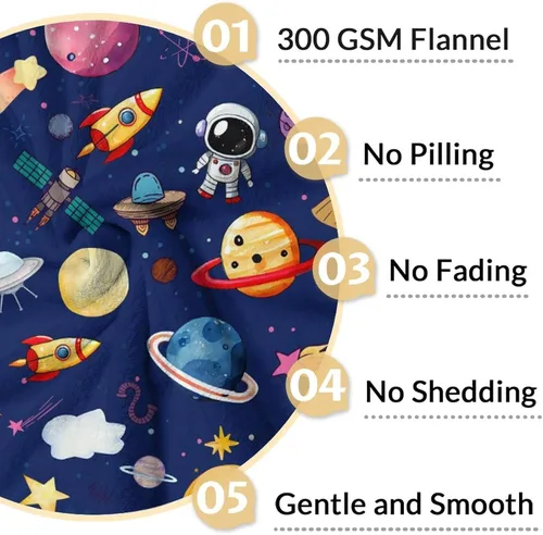 Vista 4 de Regalos de planeta – 30 x 40 pulgadas Lindas mantas amantes de los planetas para niños – Manta suave y mullida azul para regazo y oficina