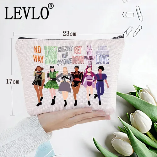 Vista 2 de LEVLO Musical Queen Bolsa Cosmética Teatro Drama Fans Regalo Seis Reina Musical Maquillaje Cremallera Bolsa Bolsa