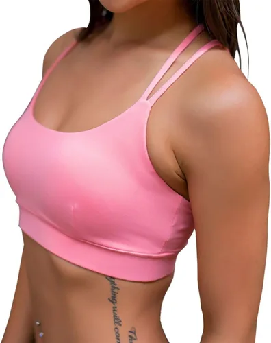 Vista 2 de YIANNA Brasieres deportivos para mujer con espalda cruzada con relleno, brasier deportivo de soporte medio, entrenamiento para correr, yoga
