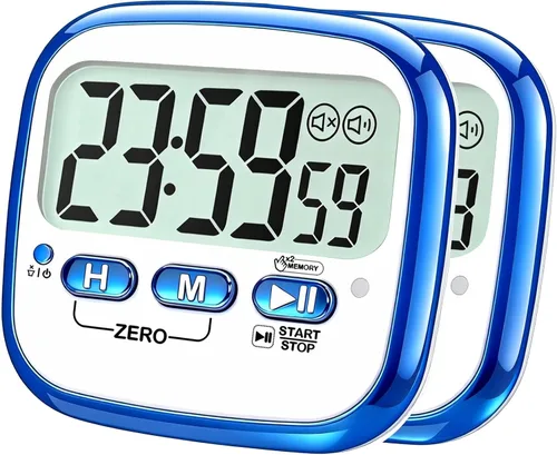 Vista 11 de AyayaBoss Paquete de 2 temporizadores magnéticos de cocina para cocinar, cronómetro digital de cuenta regresiva para niños, profesores, aula