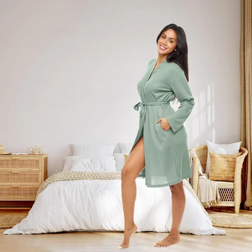 Vista 2 de Alexander Del Rossa Batas ligeras para mujer, bata de verano para mujer, batas de gofre para mujer