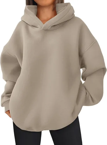 Vista 15 de EFAN Sudadera cómoda con capucha de gran tamaño para mujer Verde Armada (ArmyGreen)