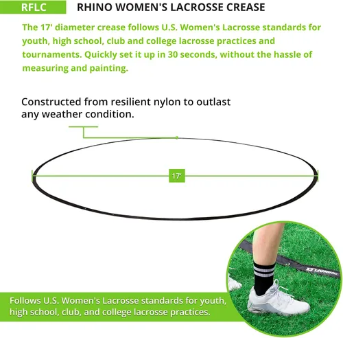 Vista 2 de Champion Sports Lacrosse Crease para mujer: Rhino Flex Portable Lacrosse Goal Crease – 17' de diámetro para todo tipo de clima con pesas, estacas