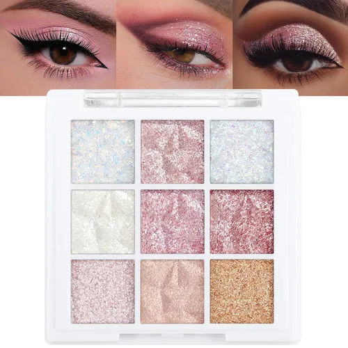 Vista 43 de Erinde Paleta de maquillaje de sombra de ojos de 9 colores con purpurina y lavanda brillante y mate, violeta, malva, púrpura oscura, plateado