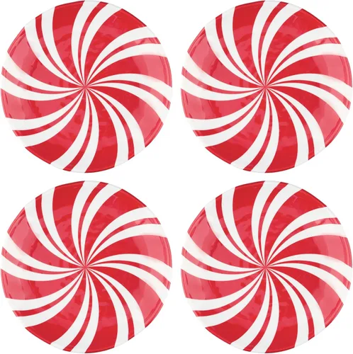 Vista 8 de UP UPware Platos Redondos de Melamina con Árbol de Navidad para Postres, Platos Pequeños de Servicio, Decoraciones de Navidad, para Aperitivos