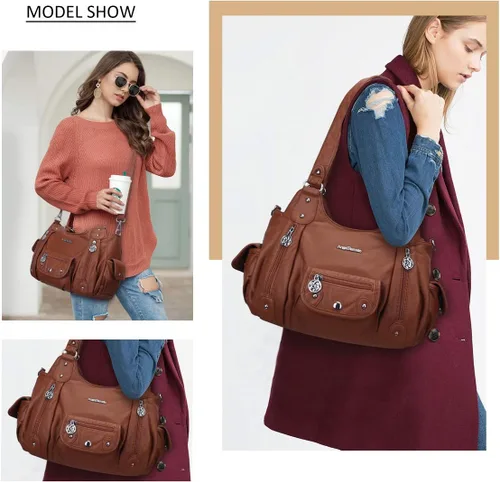 Vista 7 de Angel Barcelo Bolsos de cuero sintético para mujer, bolso de hombro, a la moda, bolsas para niñas