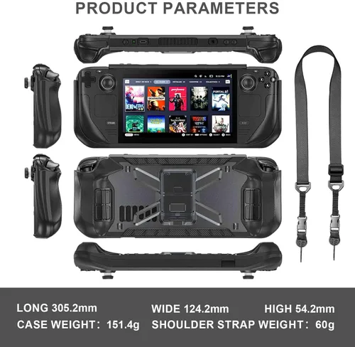 Vista 6 de Dteck Funda con función atril para Steam Deck, a prueba de golpes, antideslizante, antiarañazos, protección de cuerpo completo, protector