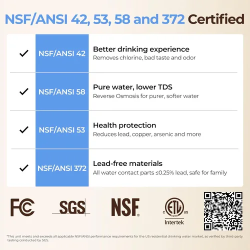 Vista 5 de VIOMI Sistema de ósmosis inversa V8 Pro 800GPD, filtro de agua RO sin tanque de 9 etapas para debajo del fregadero, certificado NSF/ANSI 372 y 58