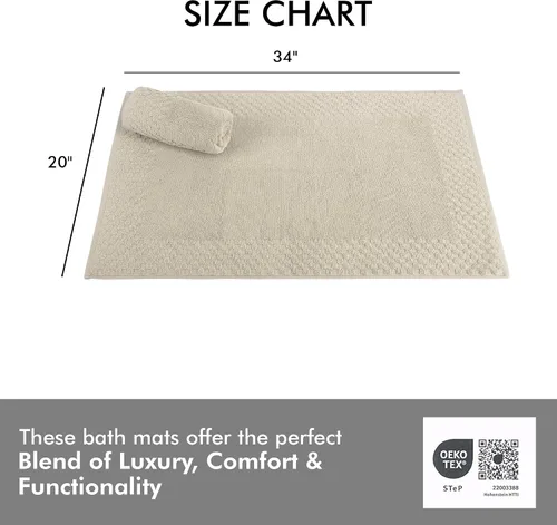 Vista 4 de Classic Turkish Towels CTT - Juego de 2 alfombras de baño 100% algodón, antideslizantes, cómodas y altamente absorbentes, lavables a máquina, 20 x