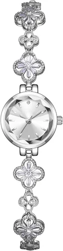 Vista 7 de BESTKANG Relojes de Lujo para Dama con Cadena de Pulsera Hueca de Cuatro Hojas de Hierba, Impermeable, Reloj de Cuarzo de Moda y Vestido Dorado