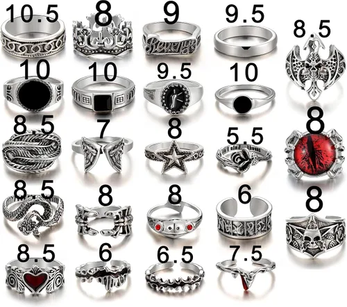 Vista 7 de IFKM Vintage Silver Knuckle Rings Set for Women, Stackable Joint Finger Statement Rings Bohemian Retro Hollow Carved Midi Rings, Boho Halloween