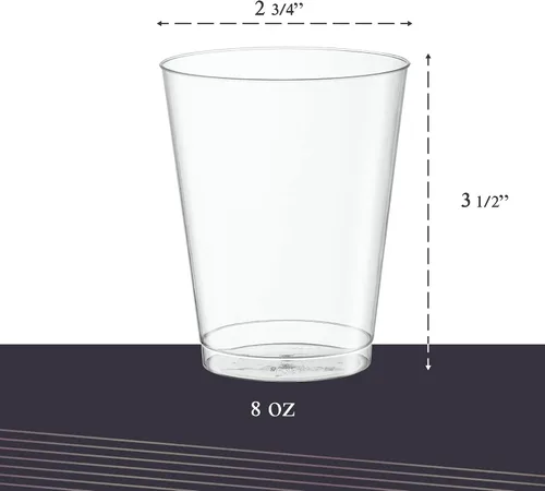 Vista 3 de PLASTICPRO Vasos desechables de plástico cristalino transparente de 8 oz para fiestas y bodas, paquete de 50