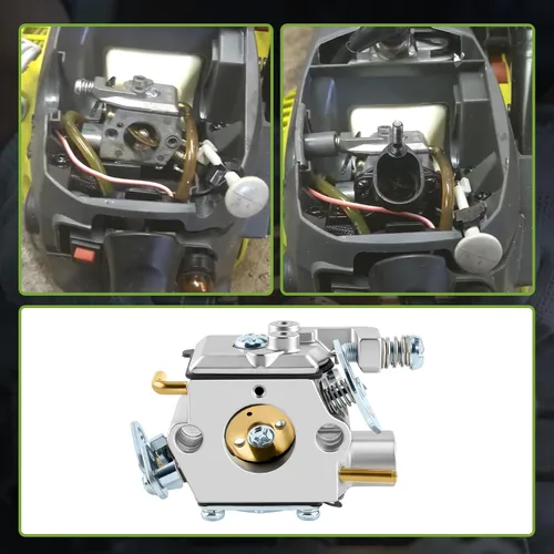Vista 5 de 309376002 Carburador para motosierra de gas Ryobi RY3714 RY3716 Carb with Gasket Fuel Filter Fuel Line Hose Spark Plug Primer Bulb Adjustment Tool