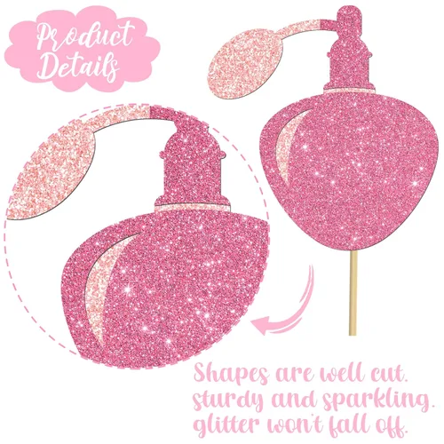 Vista 4 de 12 piezas de centro de mesa de maquillaje con purpurina, para spa, maquillaje, decoraciones de fiesta de cumpleaños para mesa, cosméticos, lápiz