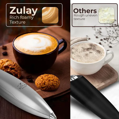 Vista 179 de Zulay Milk Boss Espumador de leche potente manual, hace espuma para latte, batidor para mezclar bebidas, café, miniespumador para capuchino, frappé