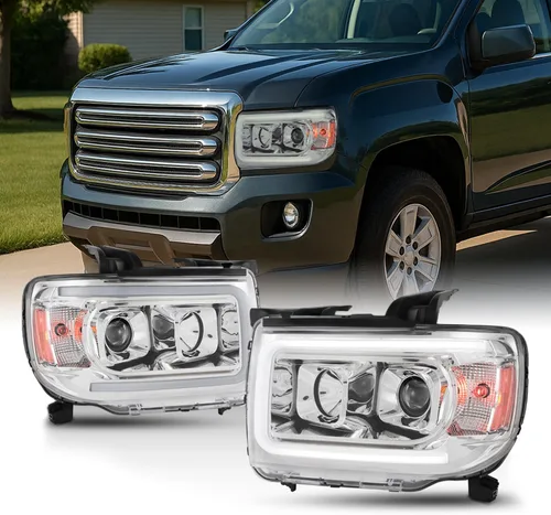 Vista 8 de AKKON - Para GMC Canyon 2015-2022 Barra de luz LED DRL Proyector Faros delanteros con carcasa de par - Negro Carcasa negra