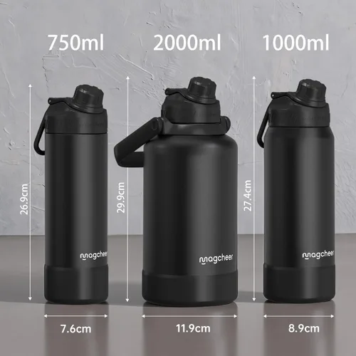 Vista 3 de Botella de agua aislada de 24 onzas, acero inoxidable al vacío de doble pared, diseño de boca ancha, botella reutilizable a prueba de fugas
