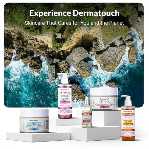 Vista 7 de DERMATOUCH Limpiador facial de retinol, lavado facial diario con ácido hialurónico, pepino y vitaminas para piel normal a seca, fórmula antioxidante