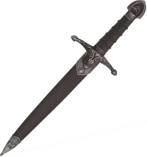 Vista 6 de MASTER USA Mini espada corta medieval, hoja de acero inoxidable con mango de metal fundido, vaina de madera - Fantasía, coleccionable