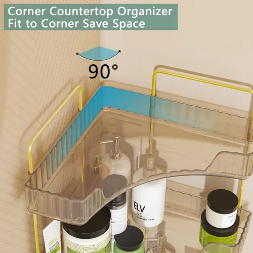 Vista 6 de Webetop Organizador de Encimera para Baño, Organizador Esquinero de 3 Niveles para Almacenamiento en Baño, Organizador de Maquillaje, Estante