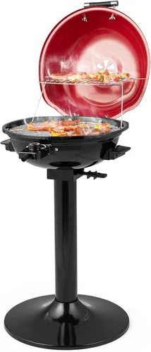 Vista 10 de ORALNER Parrilla eléctrica para barbacoa con soporte, rejilla de calentamiento y bandeja de goteo, parrilla eléctrica de 15 porciones
