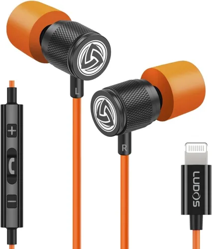 Vista 27 de LUDOS Auriculares con cable ultra intraauriculares, 5 años de garantía, auriculares con micrófono, auriculares con cancelación de ruido, espuma