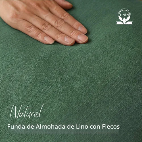 Vista 2 de Foindtower Fundas de almohada decorativas de lino con flecos de 16 x 16 Verde abundante