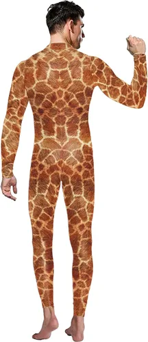 Vista 5 de SEAUR Body de Halloween con estampado 3D de animales para hombres, mujeres y adultos, cosplay, manga larga, con cremallera, disfraz