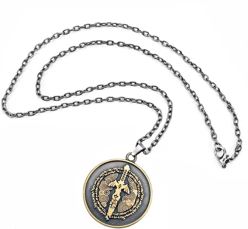Vista 7 de The Legend of Zelda - Collar con colgante de espada maestra para cosplay, collar con etiqueta de ojo de Sheikah, regalo para hombres fanáticos