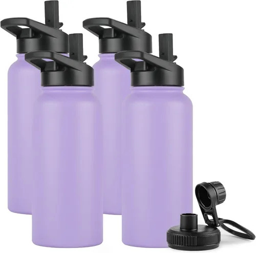 Vista 15 de DOMICARE Botella de agua para niños de 16 onzas para la escuela, de acero inoxidable, con aislamiento al vacío de doble pared, botella de agua