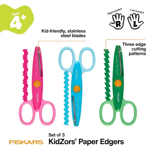 Vista 2 de Tijeras Fiskars Kidzors Paper Edgers - Tijeras decorativas para papel, cartulina y manualidades, para manualidades y suministros escolares, 5