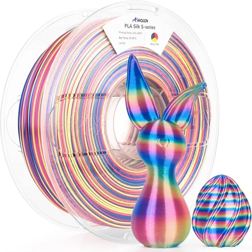 Vista 28 de AMOLEN Filamento PLA de Seda para Impresora 3D, Filamento PLA Kingfisher Rainbow Multicolor Brillante 1.75mm, Filamento de Impresión 3D PLA