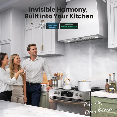 Vista 4 de VIKIO HOME Campana Extractora Empotrable de 30 Pulgadas, 980 CFM Campana de Ventilación de Cocina Integrada, Convertible con Conductos/Sin