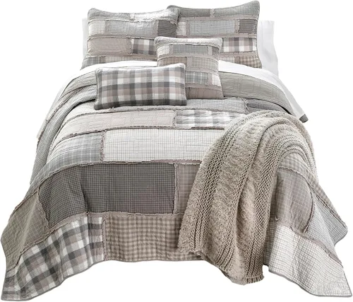 Vista 6 de Donna Sharp Edredón de algodón tamaño King - Campfire Lodge Patrón de piezas y patchwork, lavable a máquina