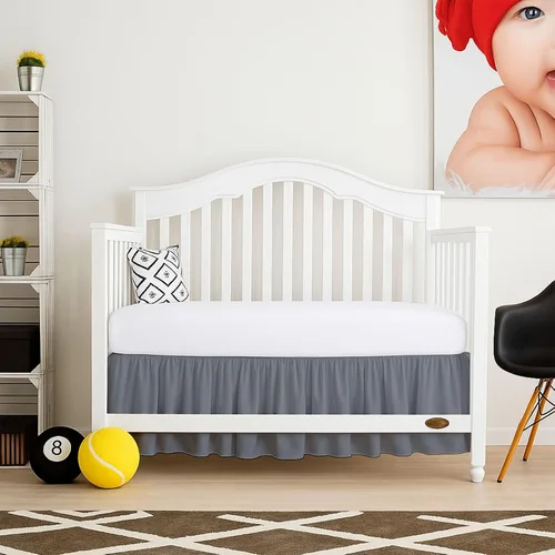 Vista 9 de Cottingon Falda de cama para cuna para guardería, volantes de polvo de ropa de cama de niños pequeños, falda de cuna de microfibra cepillada