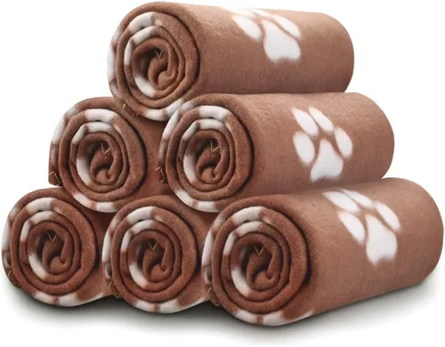 Vista 8 de Comsmart - Manta cálida con estampado de huellas para perros y gatos